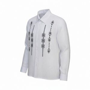 Light Grey Long-Sleeved Shirt with Vertical Motifs
