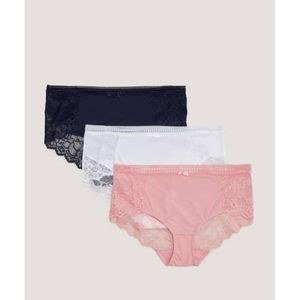 Matalan 3 Packs Of Women's Knickers - Multicolor (pink, White And Black