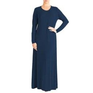 Prayer Clothing for Women Muslim Dresses Long Women's Long Sleeve Ramadan Elegant Plain Dress Robe Abaya Islamic Prayer Clothing Muslim – Navy / Blue