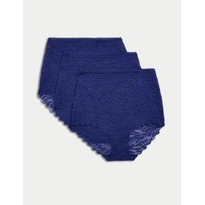 Marks & Spencer 3 Pack Flexifit Lace Full Briefs, Indigo