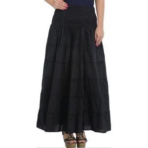 Girls Teens Ladies Long Black Skirt Elastic Waist Skirt Caribbean Skirt