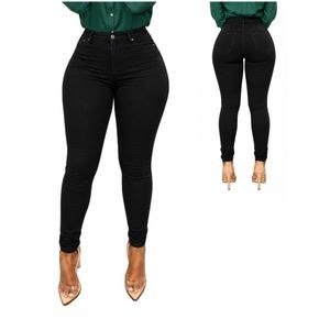 Ladies High Waist Stretcher Body Shaper Jeans - Black