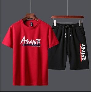 Berrykey Mens 2 In 1 Men's Short Sleeve Shorts Set Shirts - Red