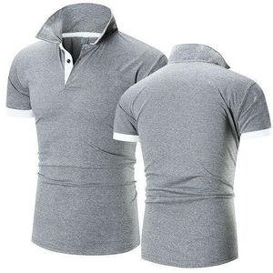 Mens Casual Business T-shirt Polos Shirts Stand Collar Gray
