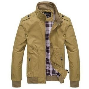 Berrykey Men's Autumn And Fall Stand Collar Outerwear Jacket Coat- Khaki