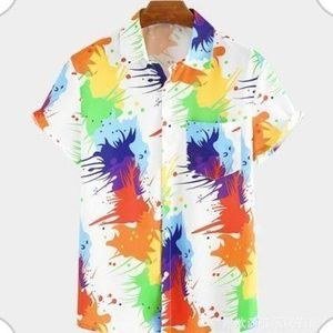 Berrykey Mens Vintage Hawaii Beach Shirt Casual Graffiti Ink Shirts