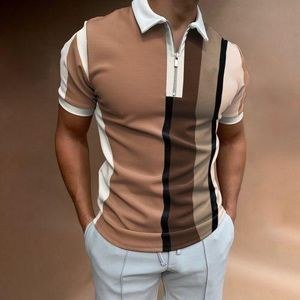 Berrykey Men's Color Stitching Polos Shirts Round Neck Short Sleeve T-shirt Business