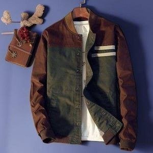 Men’s Retro Color Block Bomber Jacket Casual Baseball Style Outerwear