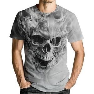 Trendy Men Graphic T‑Shirt, Skull Pattern Casual Short Sleeve Tee Street For Men