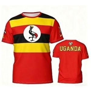 Men's Uganda Flag Badge Printed Casual Tshirt National Emblem Football Team Jersey