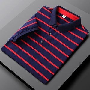 Berrykey Men's Pull Over Short Sleeve Polo Vintage Striped T-Shirt - Red