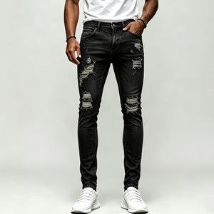 Berrykey Men's Heavyweight Denim Thicker Fabric Strength Trousers - Black