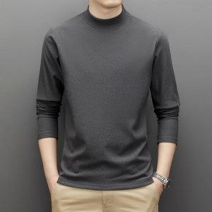 Men's Round Neck Long Sleeve T Shirt, Soft Warm Basic Casual Slim Fit Daily Wear Top Grey
