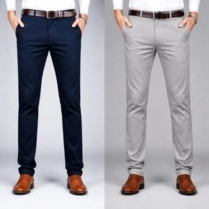 2 Pack of Men's Khaki Stretcher Trousers - Navy & Khaki