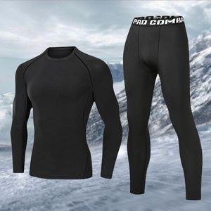 2 IN 1 Fitness Training Clothes Sports Thermal Underwear Leggings - Black