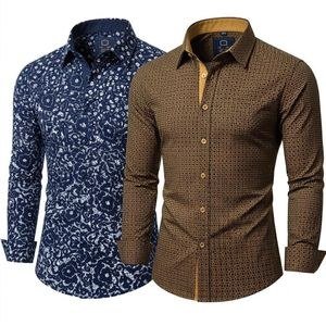 2 Pack Of Men's Dotted Long Sleeve Shirts - Multicolor