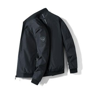 Men’s Classic Black Bomber Jacket Casual Stand Collar Zip-Up Outerwear