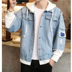 Mens Denim Jacket Bomber Coats Cowboy Jeans - Blue