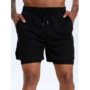 2 in 1 Active Dual Shorts with Inner Tights Layer Men's Double Layer Short for Running, Gym & Sports - Multicolor
