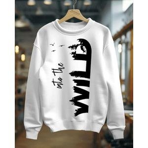 "Into the Wild" Bird Graphic Sweater – White Unisex Nature-Inspired Sweatshirt