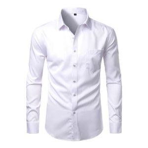 Men's Designer Gentle Long Sleeve Shirt- White.