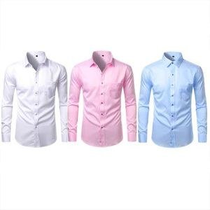 Men's Office Shirts Long Sleeve , 3 Pieces - White,Blue,Pink