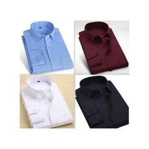 4Pack Of Men's Office Long Sleeve Shirts - White, Blue, Maroon, Black