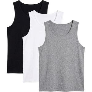 3 Pack Men's Of Vests - Multicolour - Black, White, Grey