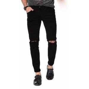 Stylish Men Damage Fashion Slim Fit Stretch Jeans - Black