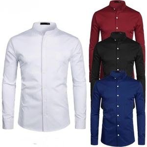 4 Pieces Of Mens Long Sleeved Office COLLAR Shirts - Black, Maroon, Royal Blue, White