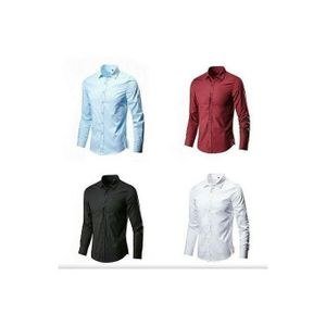 Pack Of 4 Men's Formal Long Sleeve Shirts - Black, White, Blue, Maroon