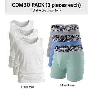 Men's 2-Pack Underwear Combo - 3 Boxers + 3 White Vests