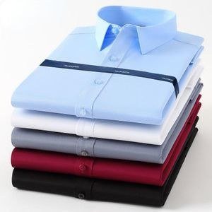 Long Sleeved Office Shirts Shirts For Men- 5 Pieces In A Pack - Grey, Maroon, Black, Skyblue, White
