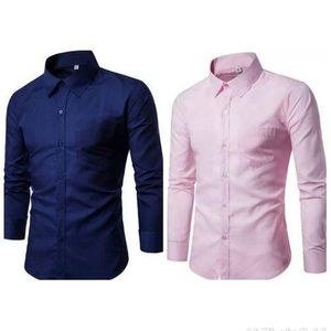 2 Pieces Of Mens Designer Long Seeved Gentle Shirts - Royalblue ,Pink