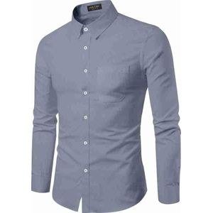 Mens Office Long Sleeved Shirt - Grey