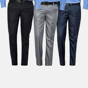 3Pack Of Men's Office Formal Trousers - Black,Grey & Navy Blue