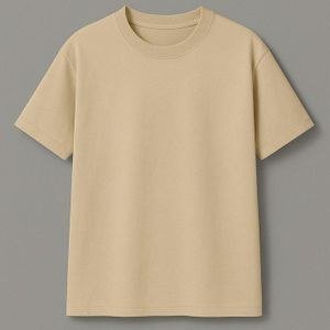 Plain Beige T-Shirt , Classic Basic Casual Tee for Men and Women