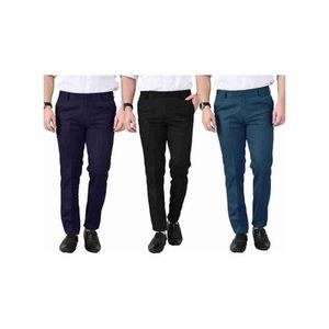 A Pack Of 3 Mens Formal Trousers-Navy Blue, Black, Parliament Blue.