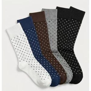 6 Pairs Of Men's Dotted Socks - Multicolor