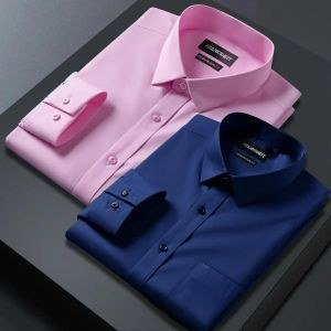 Men's Office Designer Shirts 2 pieces - Pink , Royal Blue