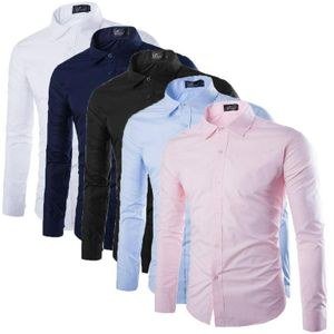 5 Pieces In A Pack Of Mens long Sleeved Office Designer Shirts - Royal Blue, Black, Skyblue, White, Pink.
