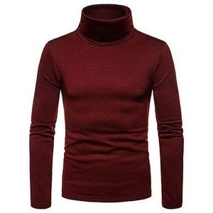 Men's Long Sleeve Turtle Neck T-shirt- Maroon