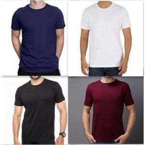 Pack of 4 Men's Round Neck T-shirts - Maroon, White, Black, Navy Blue