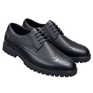 Men's Black Classic Brogue Lace-Up Formal Shoes – Textured Look, Chunky Anti-Slip Sole.