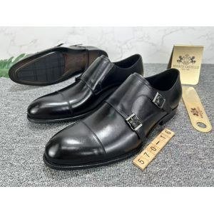 Men’s Double Buckle Monk Strap Formal Shoes – Black