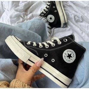 Classic Canvas High-Top Sneakers – Black