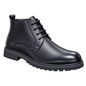 Men’s Black Textured Lace-Up Ankle Boots