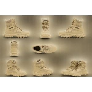 AS33-Labelled High-Top Footwear – Beige
