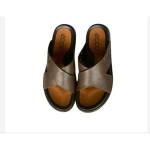Men’s Cross Strap Slide Sandals – Coffee Brown