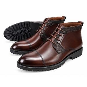 Franco Banetti Men’s Classic Brown Cap-Toe Lace-Up Ankle Boots.